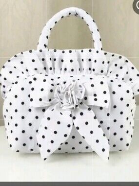 NEW NWOT White and Black Polka Dot Bow Tote Bag Childrens Purse